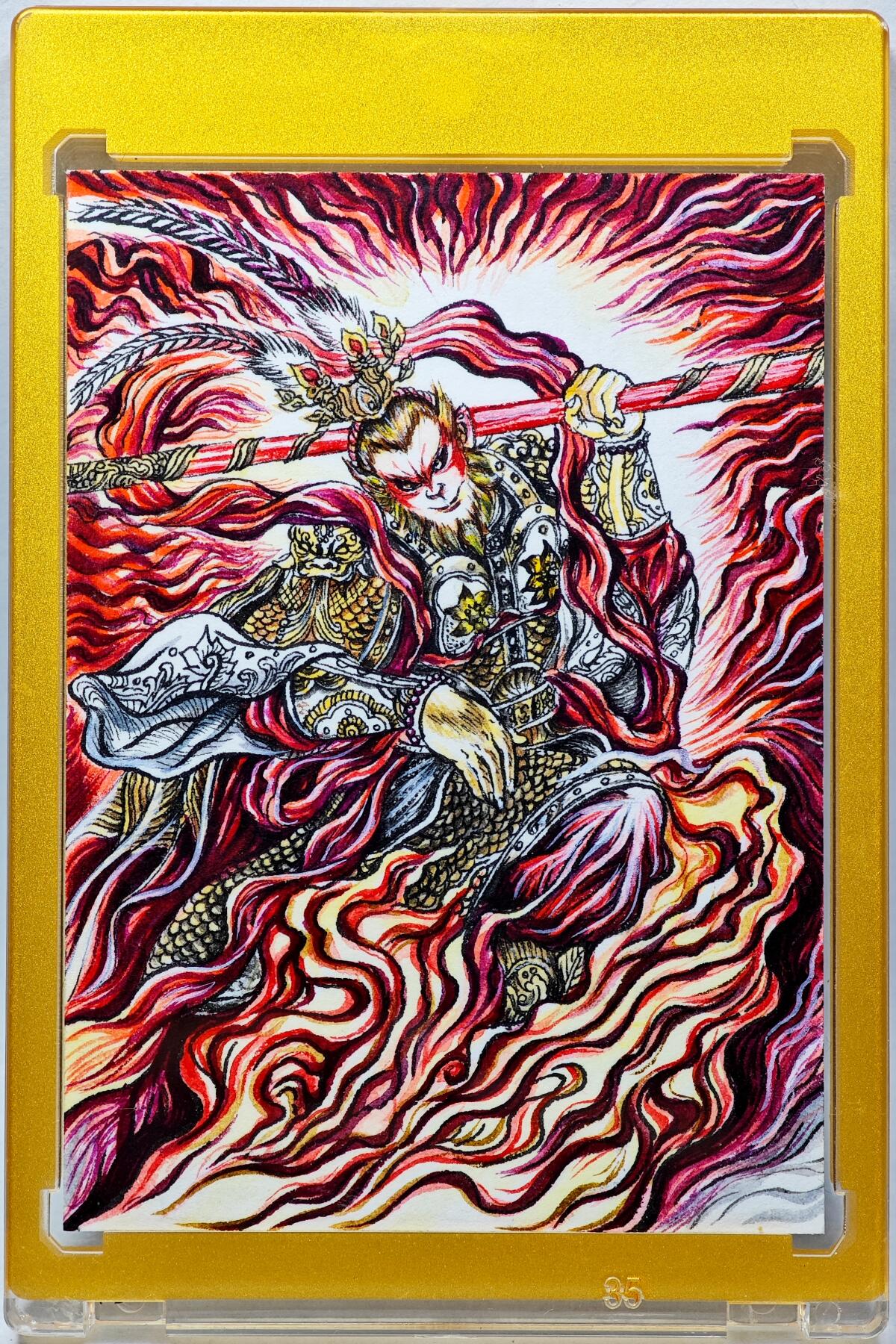 白泽拍卖卡牌手绘专场第28期（细雨生寒、寻梅闻香） 2025 任逍遥手绘卡 齐天大圣  芷若亲签 卡砖封装