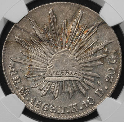 修遠堂世界钱币第九十三期 - NGC AU58 1863年墨西哥鹰洋 MO TH