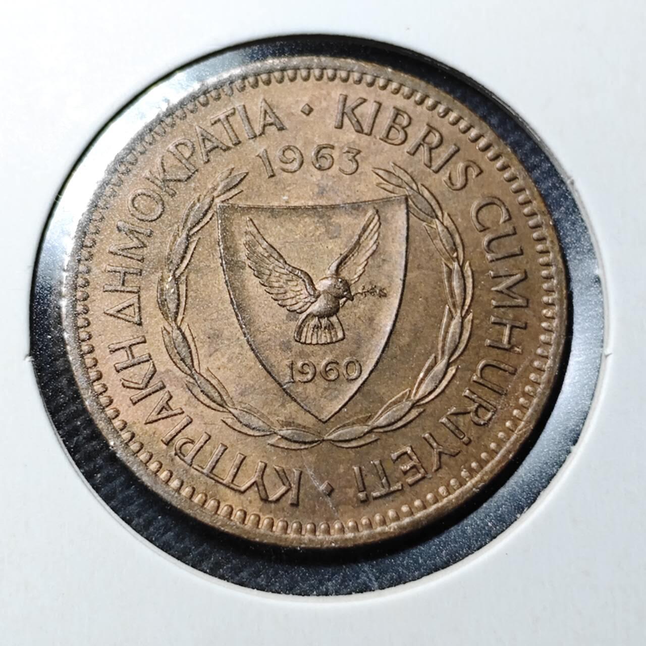 KK钱币收藏小铺  第369场  2月预留时间 周末发货  1963塞浦路斯5分铜币