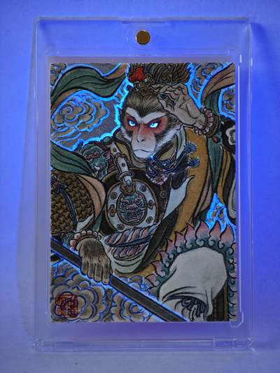 白泽拍卖卡牌手绘专场第28期（细雨生寒、寻梅闻香） 2025 史墨手绘卡 齐天大圣 特效  史墨背简绘 卡砖封装