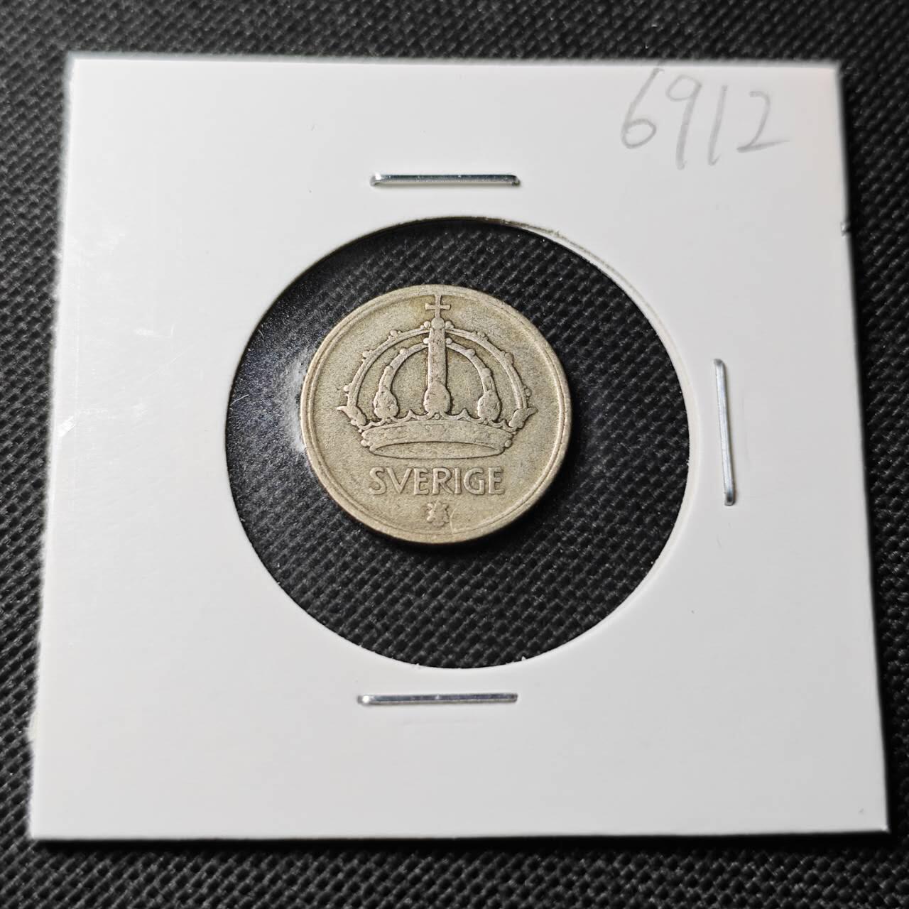 KK钱币收藏小铺  第369场  2月预留时间 周末发货  1944瑞典25欧尔银币