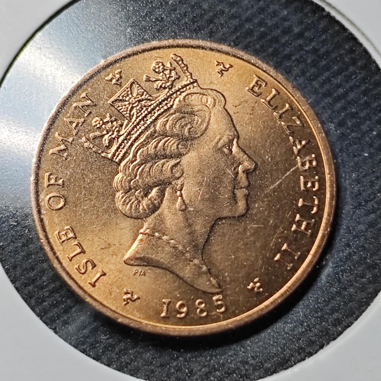 KK钱币收藏小铺  第369场  2月预留时间 周末发货  1985马恩岛1便士铜币 好品