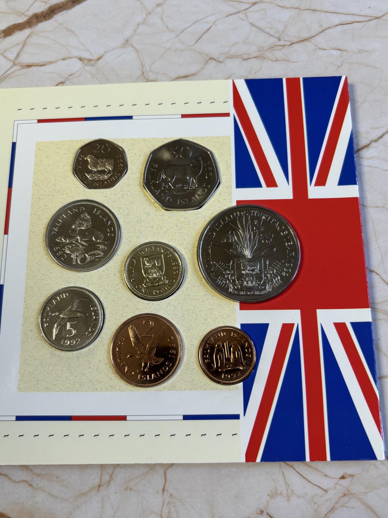 第181期拍卖 福克兰群岛 1992年 封装套币 全8枚 官方卡册装