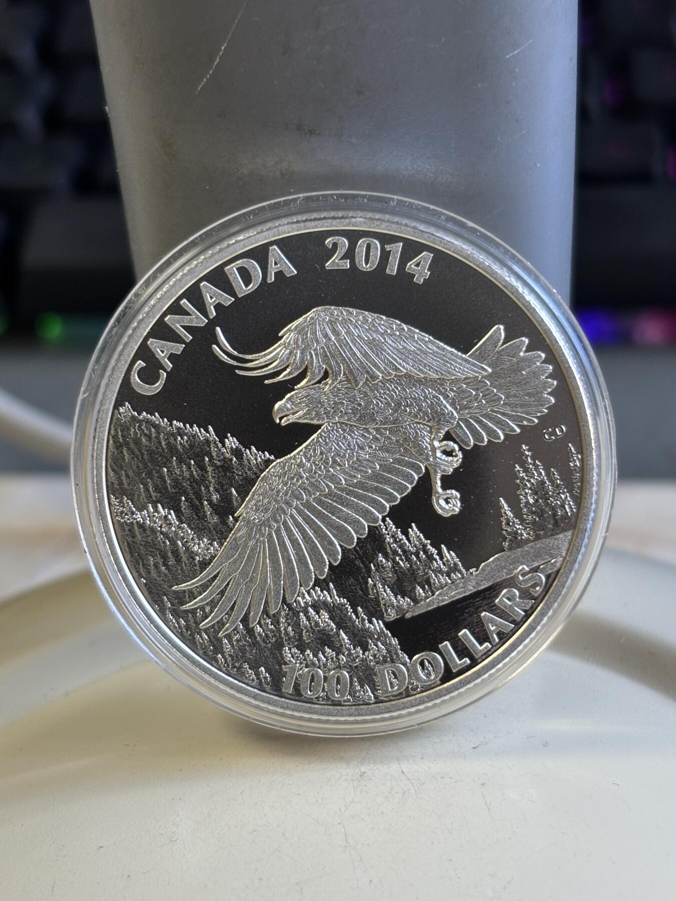 第181期拍卖 加拿大2014年100换100加元系列白头鹰1盎司银币，9999银，发行50000枚