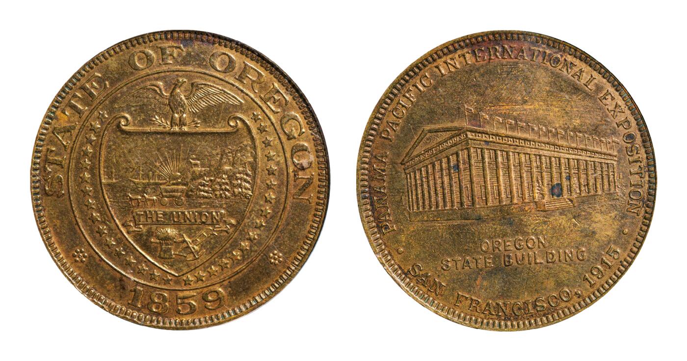 中新泰星2025年秋拍 钱币纪念章专场 1915年美国俄勒冈州泛太平洋贸易博览会铜质纪念章一枚