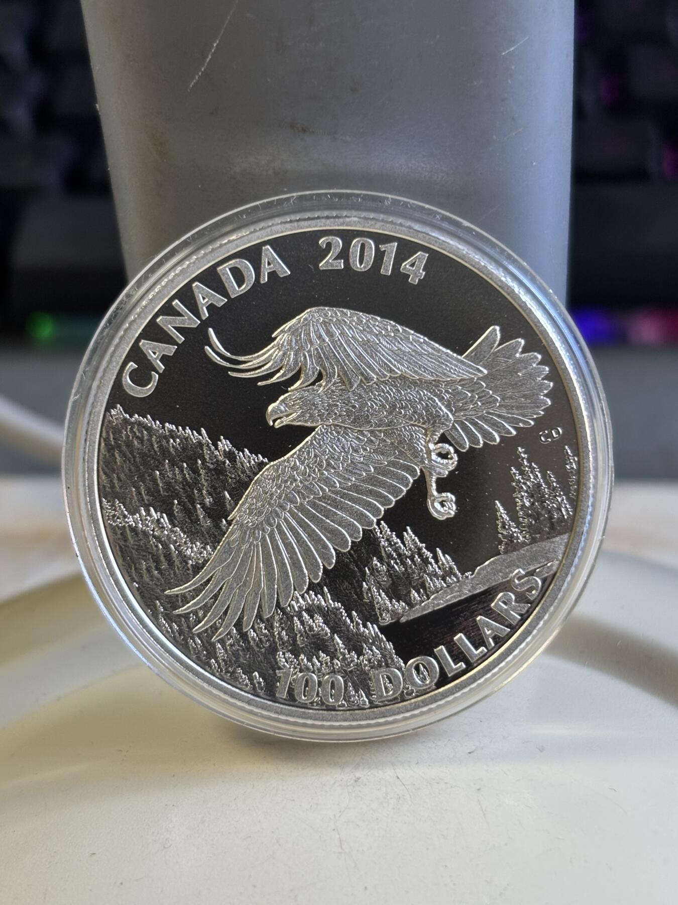 第181期拍卖 加拿大2014年100换100加元系列白头鹰1盎司银币，9999银，发行50000枚
