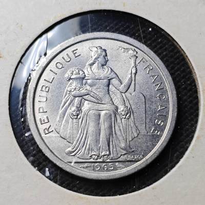 KK钱币收藏小铺  第369场  2月预留时间 周末发货 -  1965法属波利尼西亚1法郎 好品