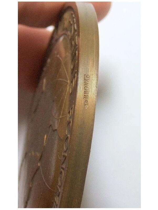 【艺术】法国艺术大章1900年前后 女神头像+西半球地球仪 高浮雕精制超大铜章 78MM 181克