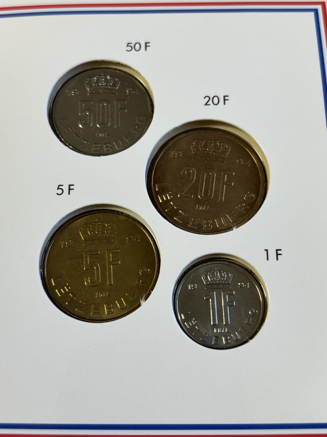 第181期拍卖 卢森堡1994年版纪念币4枚 官方装帧册