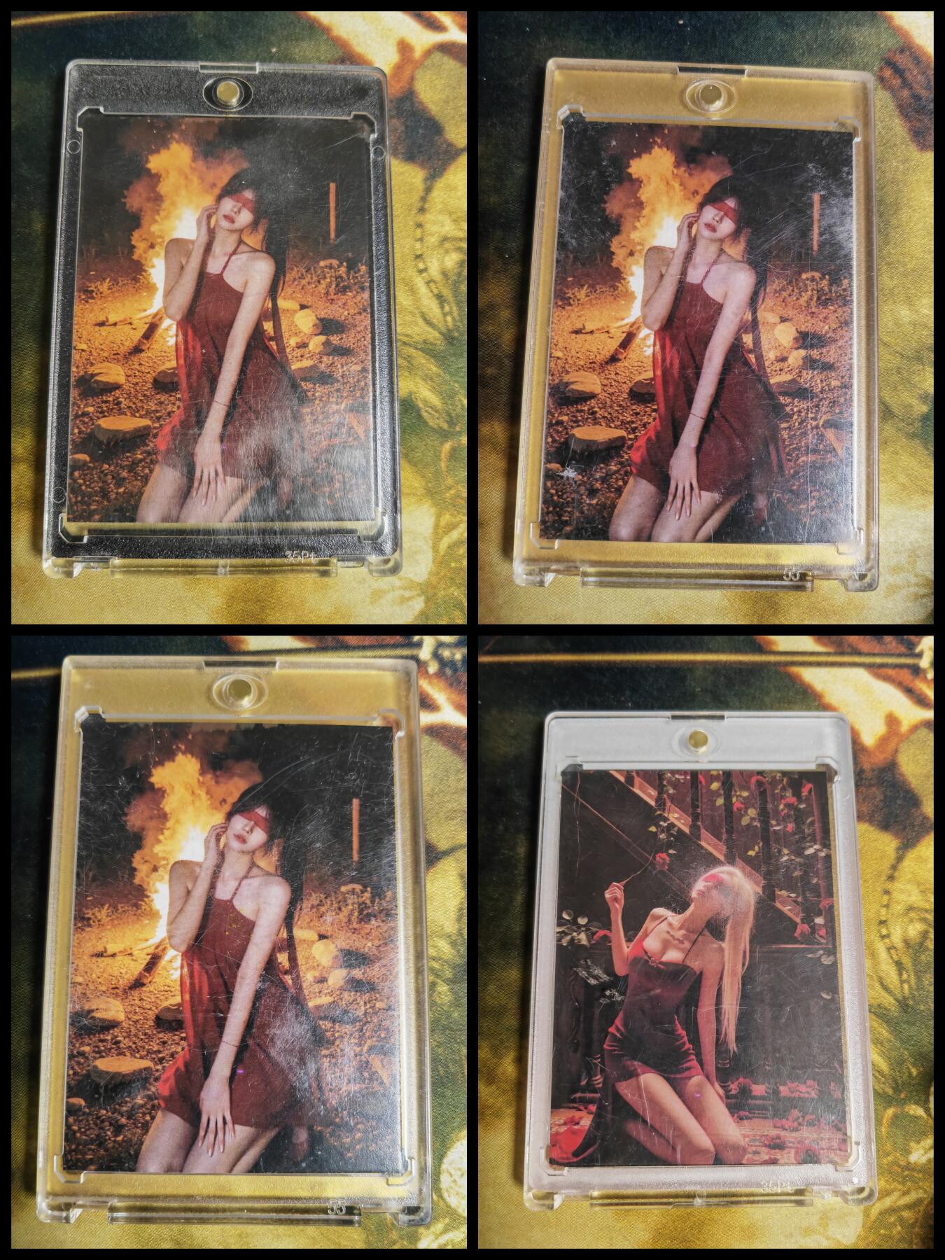 阳大大卡牌拍卖第82期（持续收拍品，周五晚上九点截拍，进群福利早知道） 美女户外采风卡1-5  带4个彩色卡砖