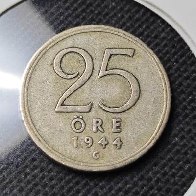 KK钱币收藏小铺  第369场  2月预留时间 周末发货 -  1944瑞典25欧尔银币