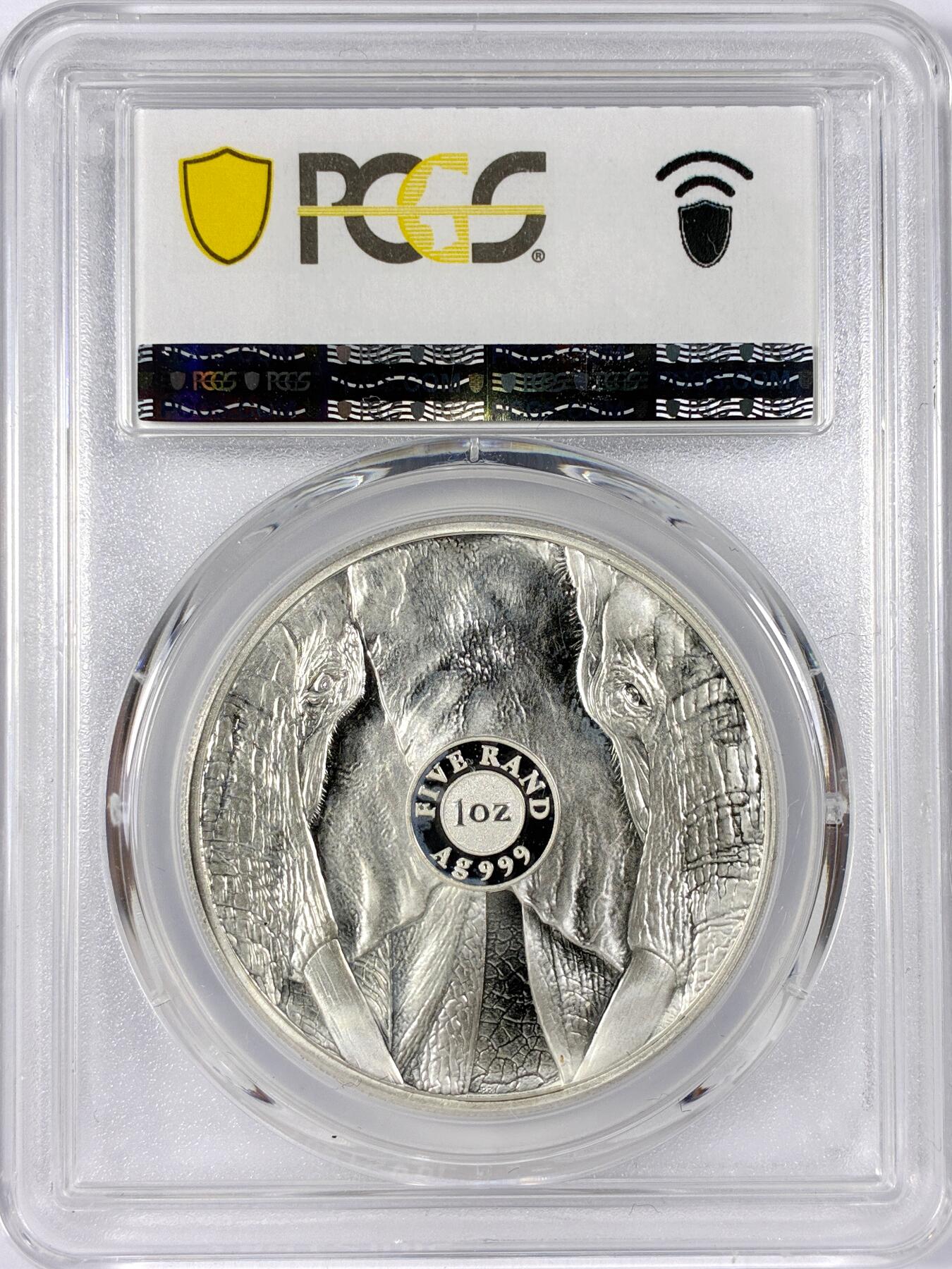 【雨安】【世界币章114期】2025-11-15 周六 19:30 保真 8秒倒数自动落锤 高效拍卖 [评级现代] South Africa 南非 5兰特 2019年 大象 PCGS-PR67DCAM