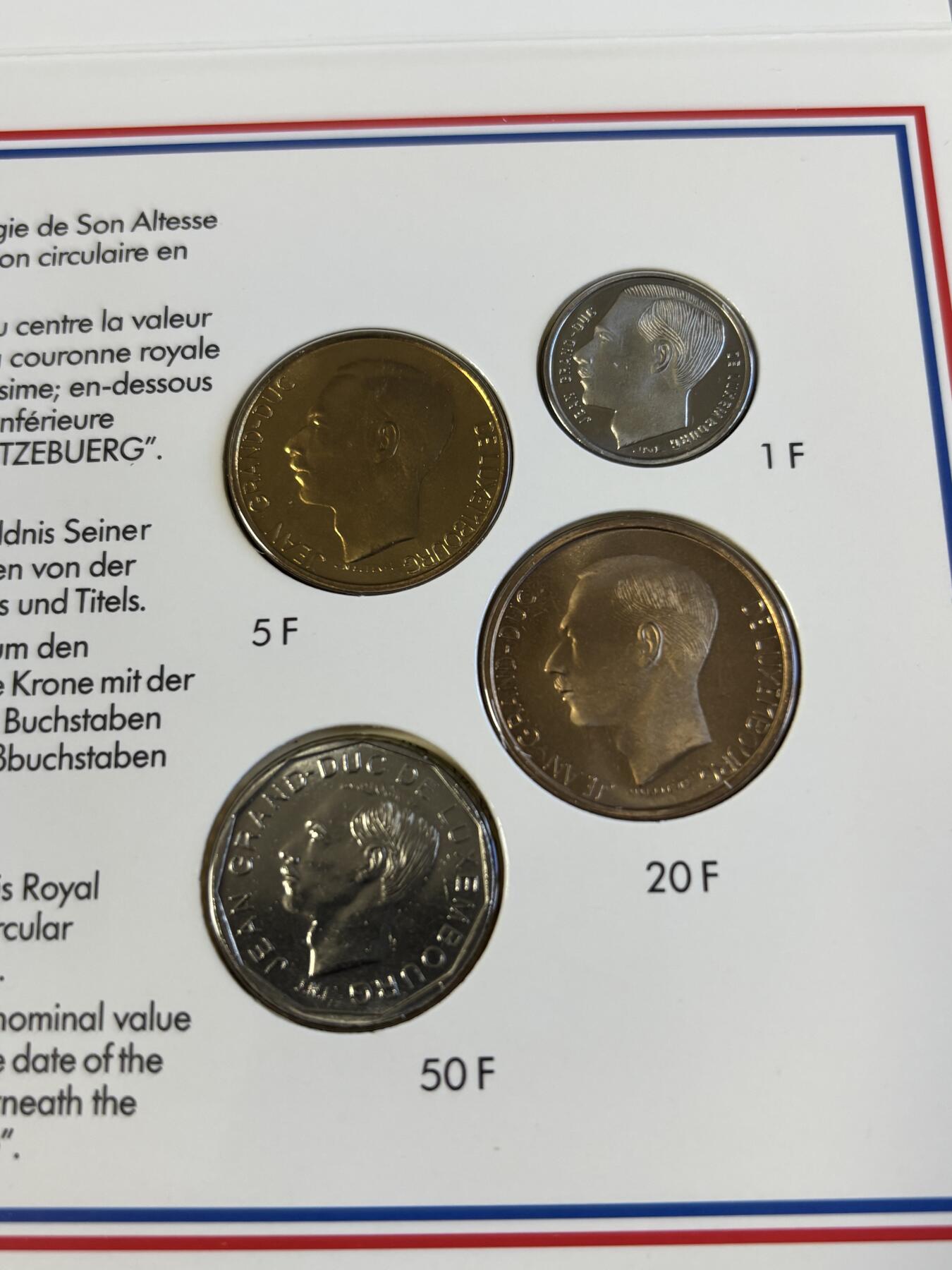 第181期拍卖 卢森堡1994年版纪念币4枚 官方装帧册