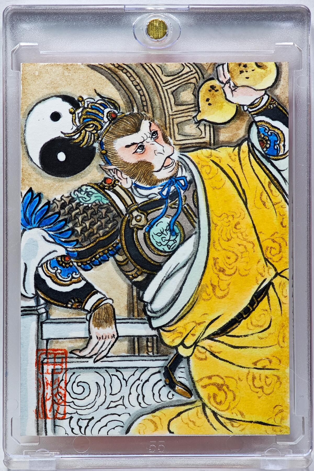 白泽拍卖卡牌手绘专场第28期（细雨生寒、寻梅闻香） 2025 卢艺丰手绘卡 齐天大圣  卢艺丰背简绘 卡砖封装