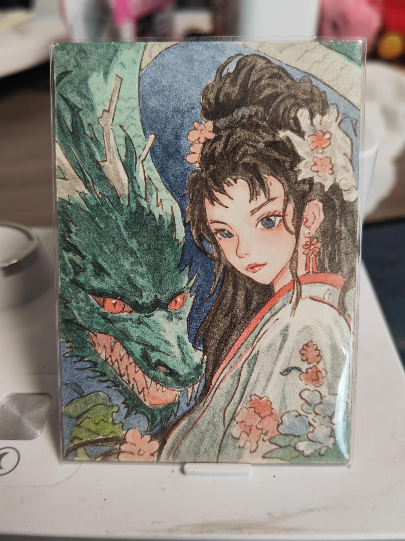 阳大大卡牌拍卖第82期（持续收拍品，周五晚上九点截拍，进群福利早知道） 【手绘卡】知名画师 Leo 青龙女神