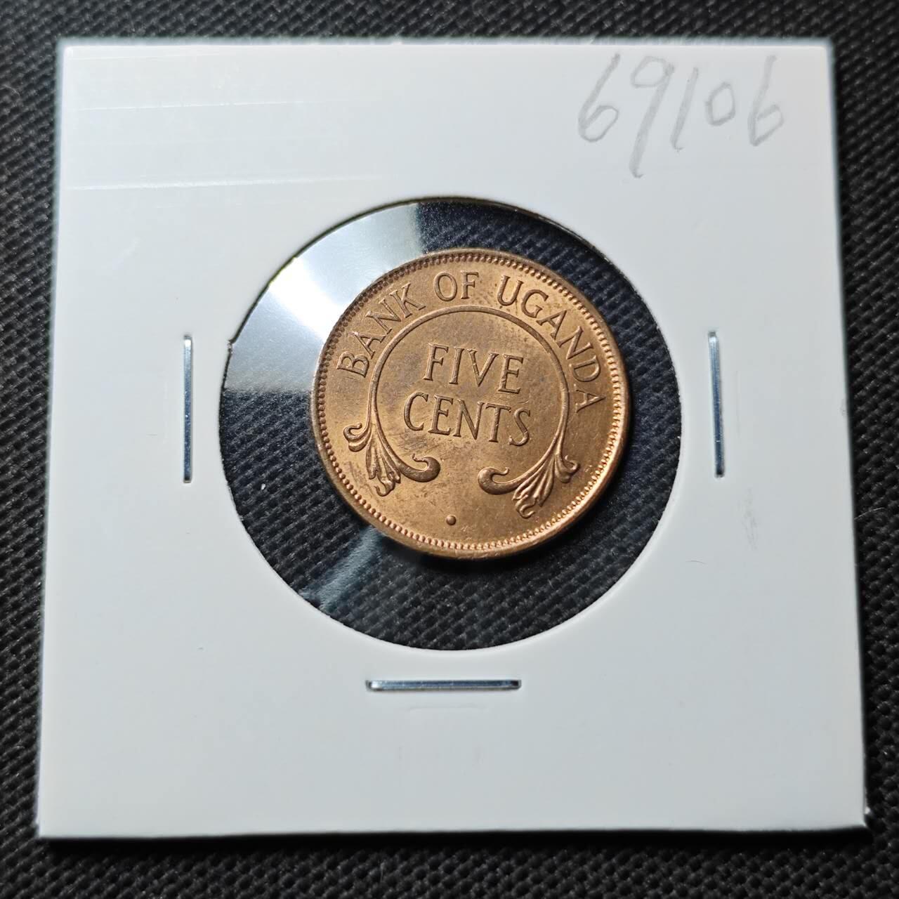 KK钱币收藏小铺  第369场  2月预留时间 周末发货  1966乌干达5分铜币