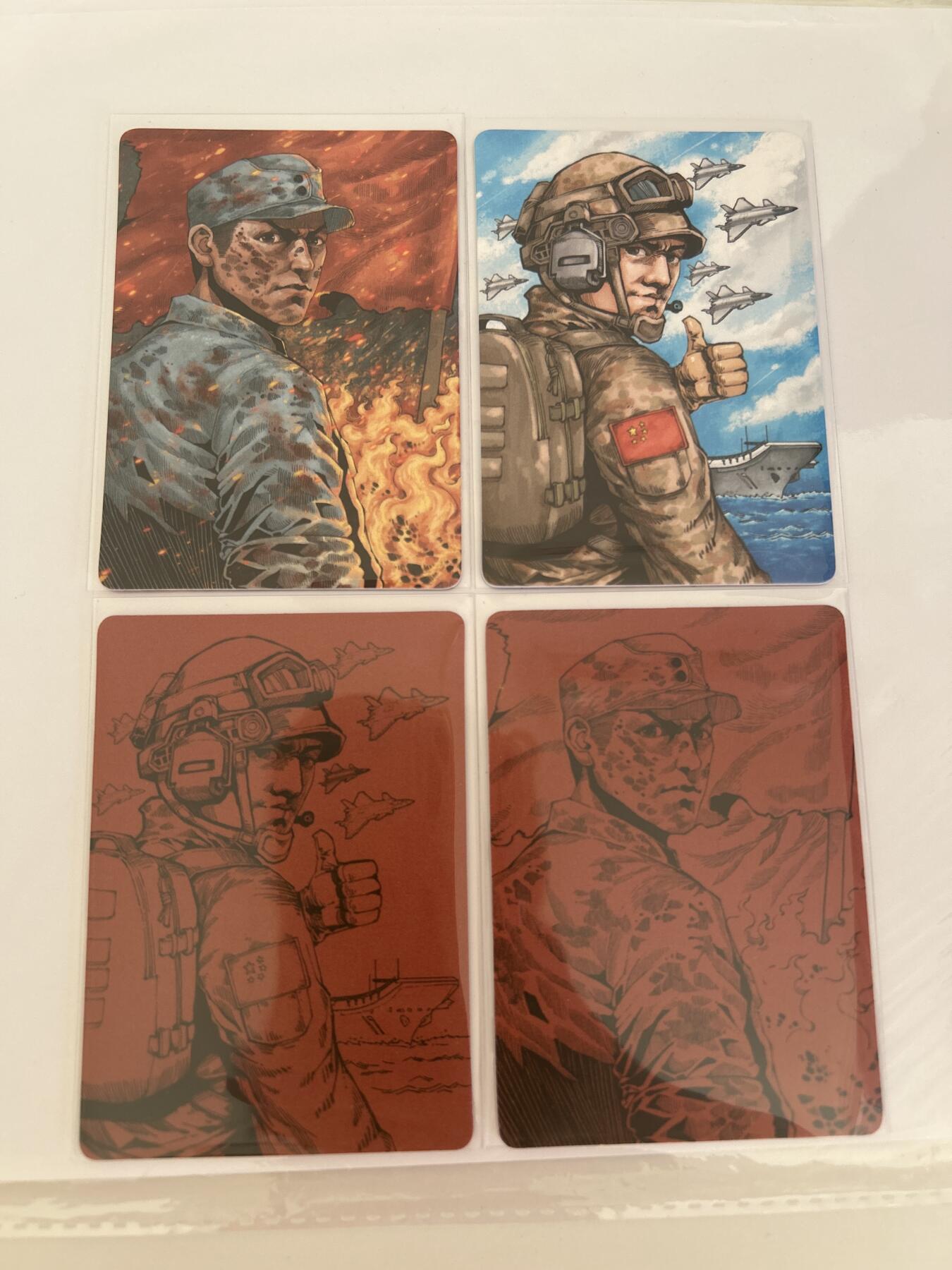 卡牌限时024期活动专场 小花瓣艺术文创 纪念抗日战争暨世界反法西斯战争胜利80周年 棉卡2张+线稿2张