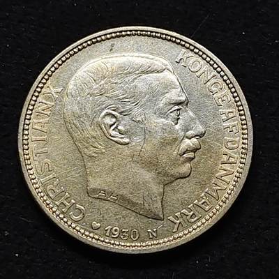 【全场包邮】纯粹捡漏拍477场（免费代拍第14场）调整中 - 丹麦1930年2克朗克里斯蒂安十世国王60大寿纪念银币