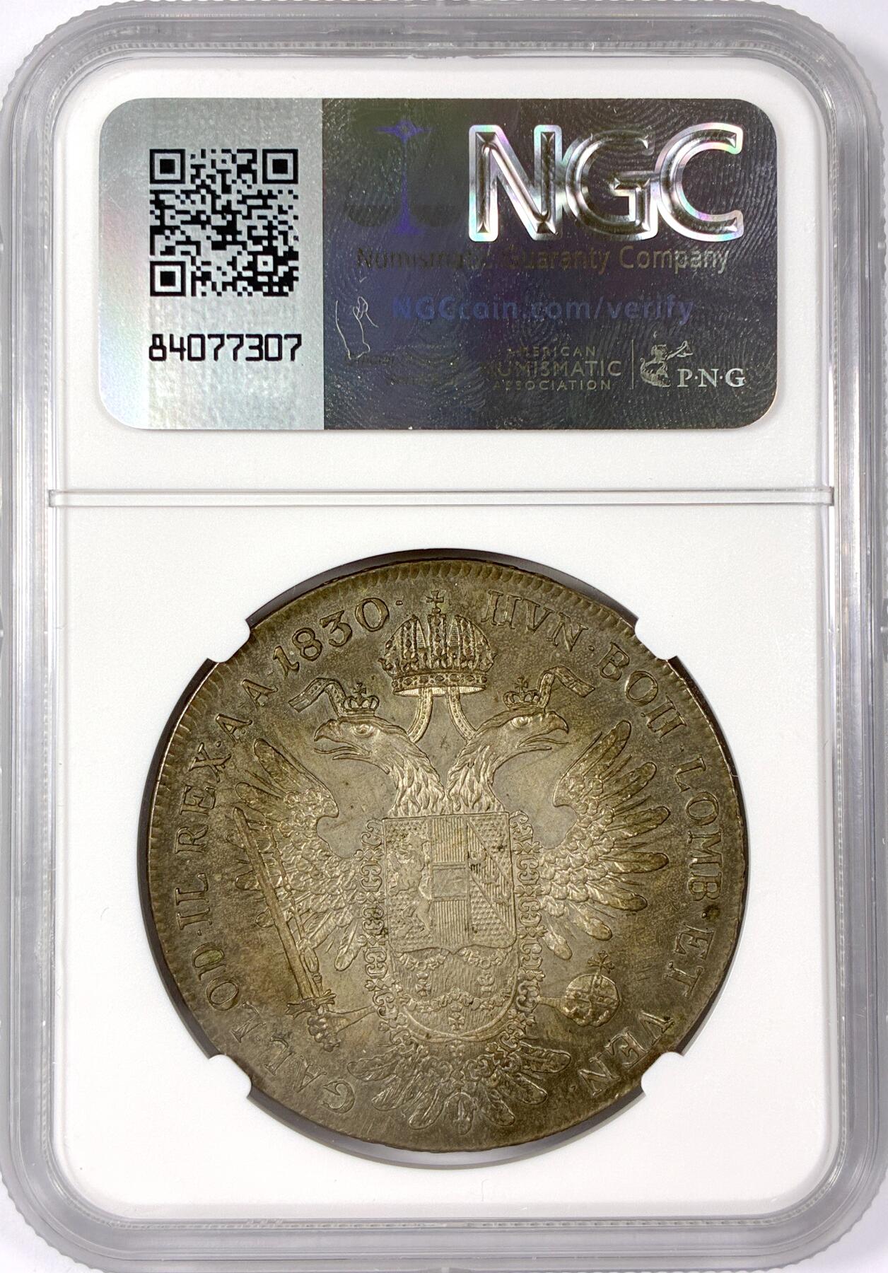 【雨安】【世界币章114期】2025-11-15 周六 19:30 保真 8秒倒数自动落锤 高效拍卖 [评级欧洲] Austria 奥地利 1泰勒 KM#2163 (1824-1830) 弗朗茨二世 1830年 NGC-AU58 原味欧洲老包浆