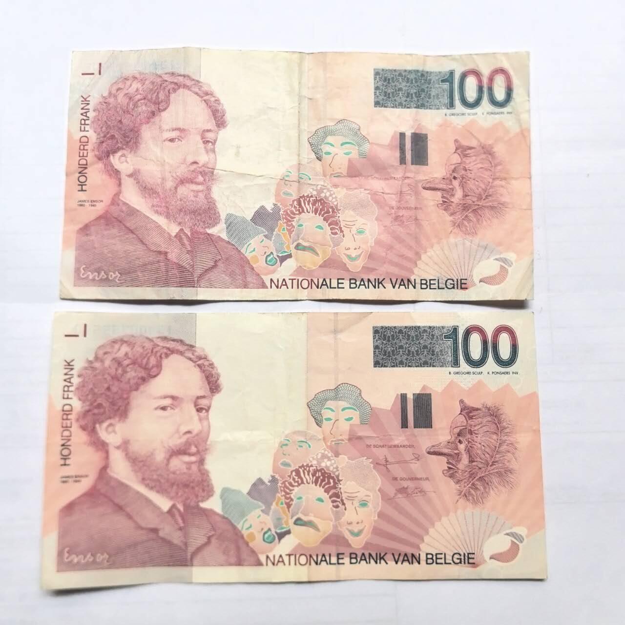 各国外币第99期 品种好部分全新 比利时100法郎2张