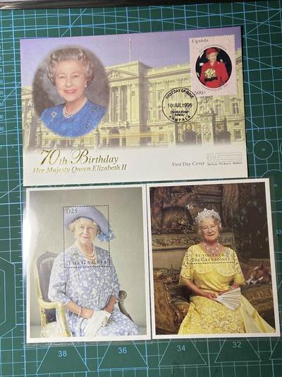 2025年第一百二十八场(总第一百五十四场）外国好品散币、邮币封和邮票场(免佣金) - 英国🇬🇧邮封+3枚新邮票(伊丽莎白二世70寿辰)
