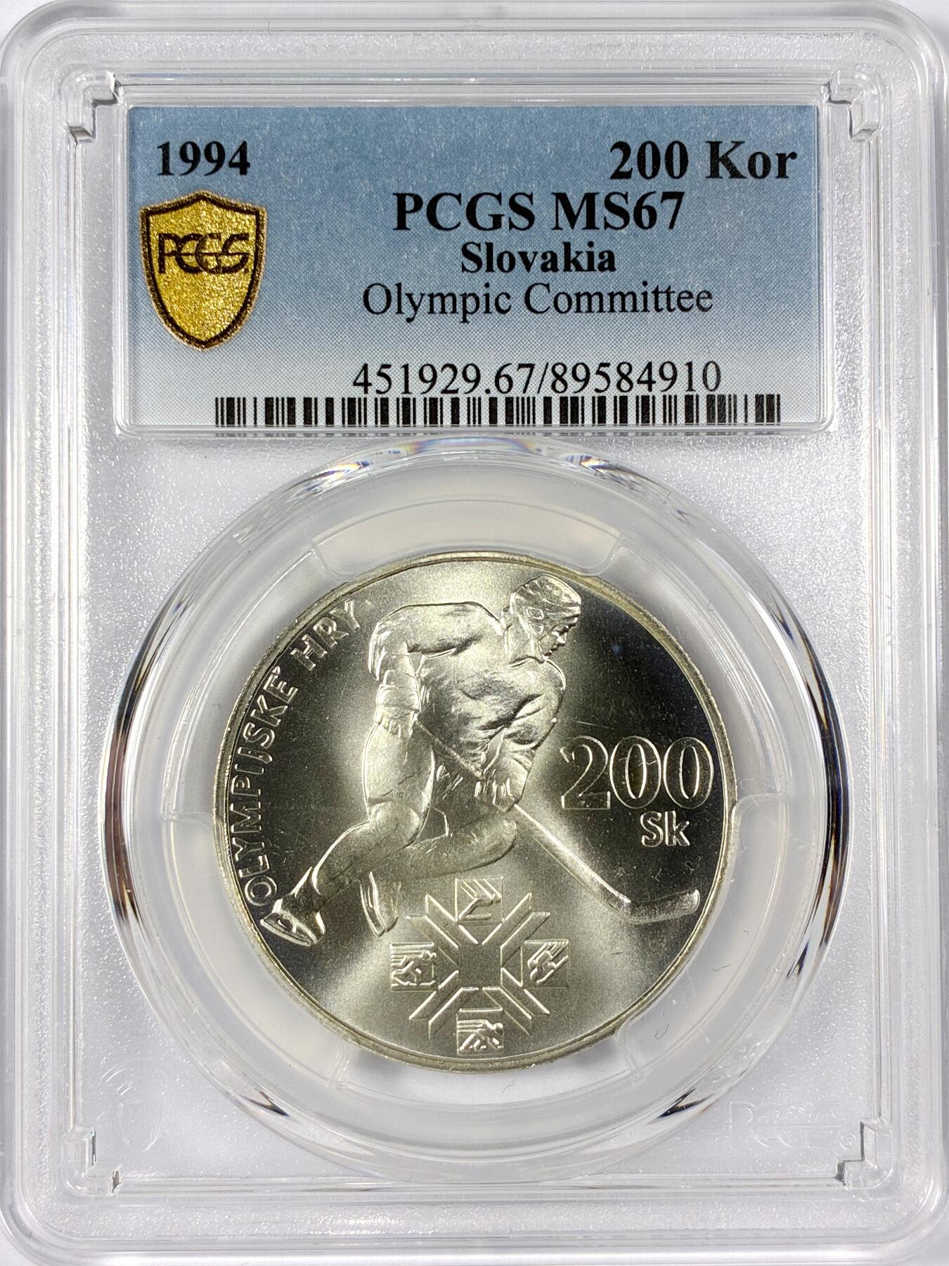 【雨安】【世界币章114期】2025-11-15 周六 19:30 保真 8秒倒数自动落锤 高效拍卖 [评级现代] Slovakia 斯洛伐克 200克朗 1994年 奥运会 PCGS-MS67