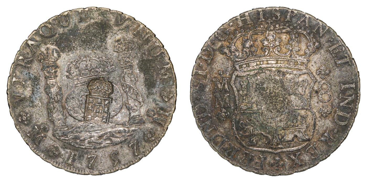 中新泰星2025年秋拍 钱币纪念章专场 1757年墨西哥地球双柱8R银币一枚