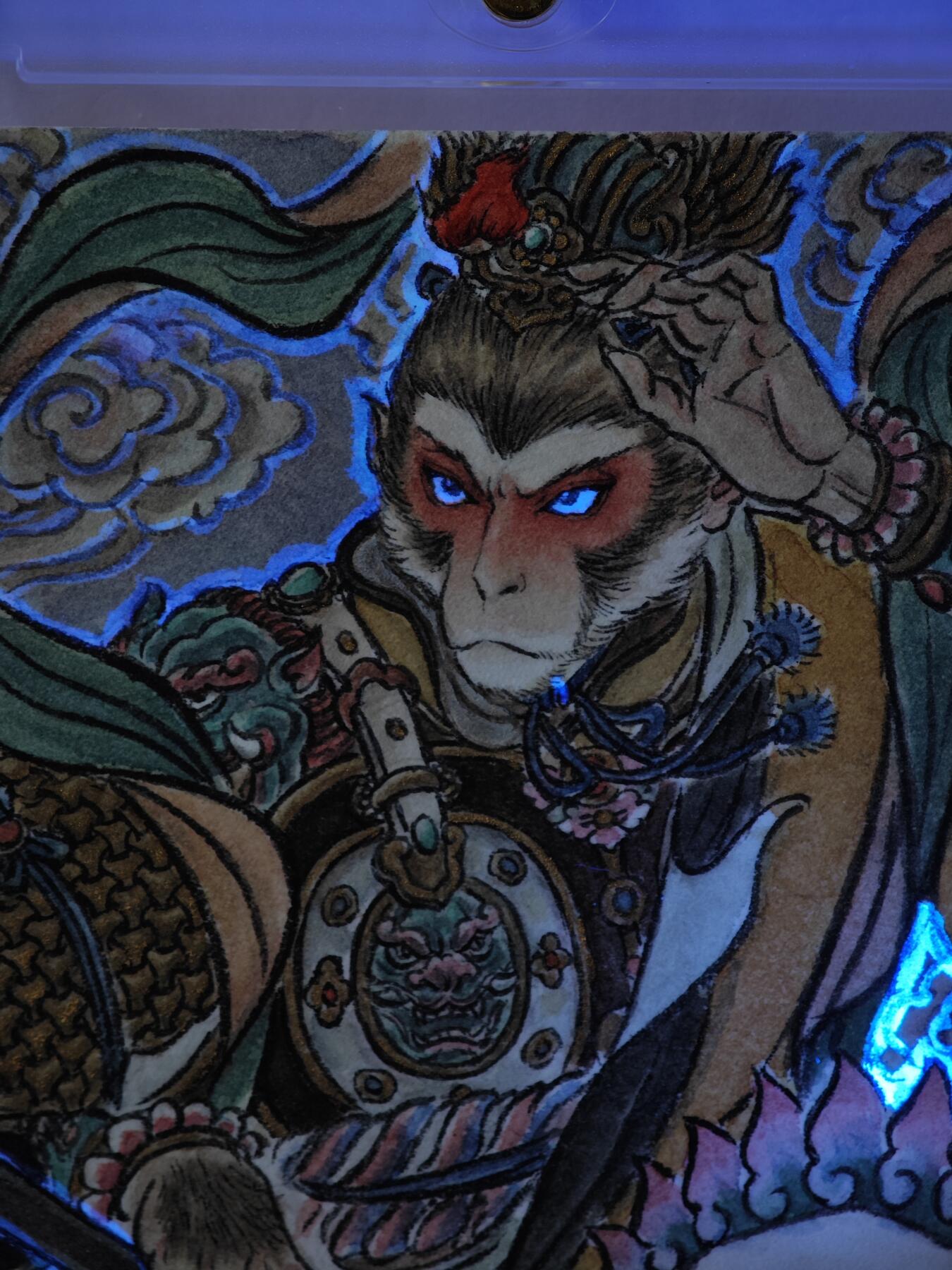 白泽拍卖卡牌手绘专场第28期（细雨生寒、寻梅闻香） 2025 史墨手绘卡 齐天大圣 特效  史墨背简绘 卡砖封装