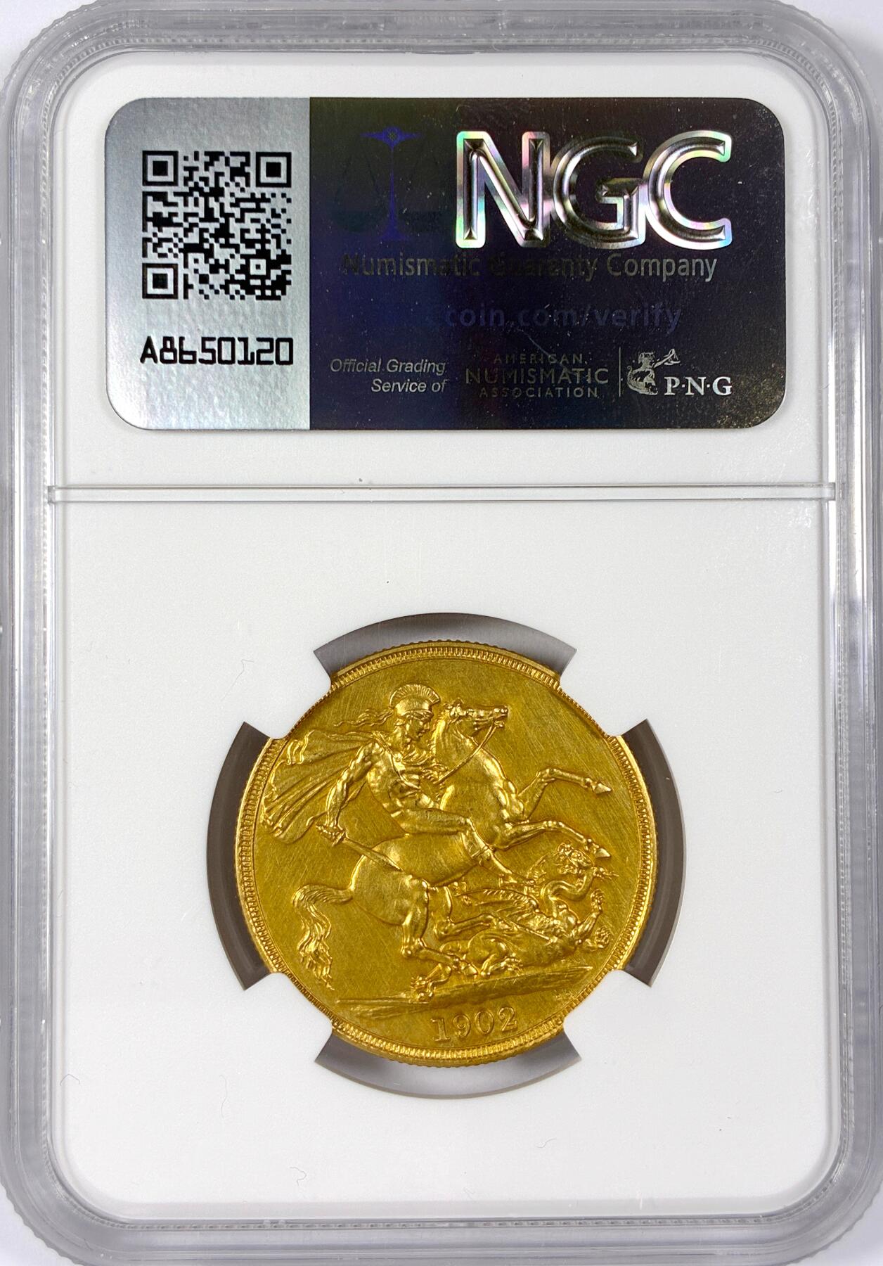 【雨安】【世界币章114期】2025-11-15 周六 19:30 保真 8秒倒数自动落锤 高效拍卖 [金币] Great Britain 英国 2镑 1902年 爱德华七世 马剑 NGC-PF