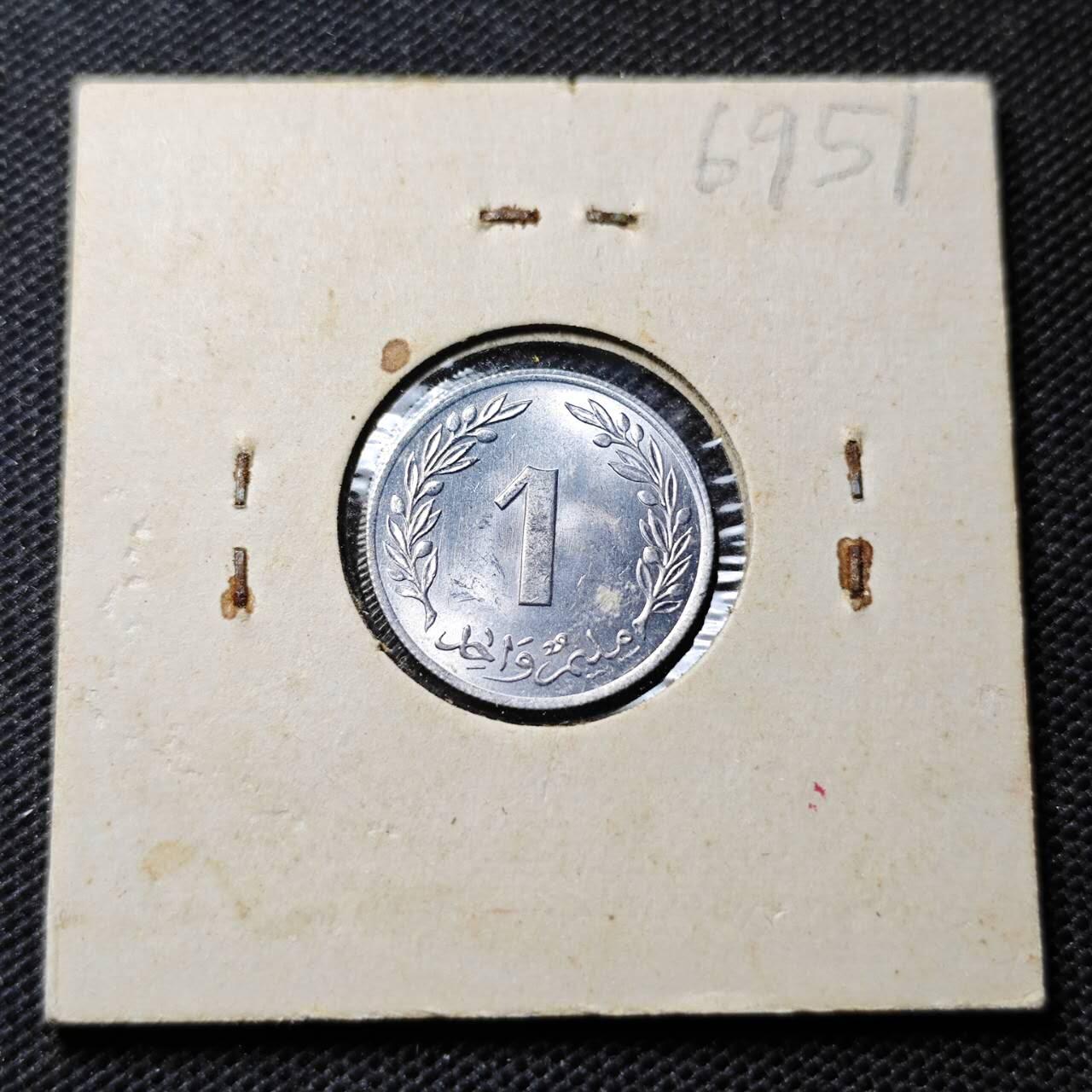 KK钱币收藏小铺  第369场  2月预留时间 周末发货  突尼斯1米利姆 好品