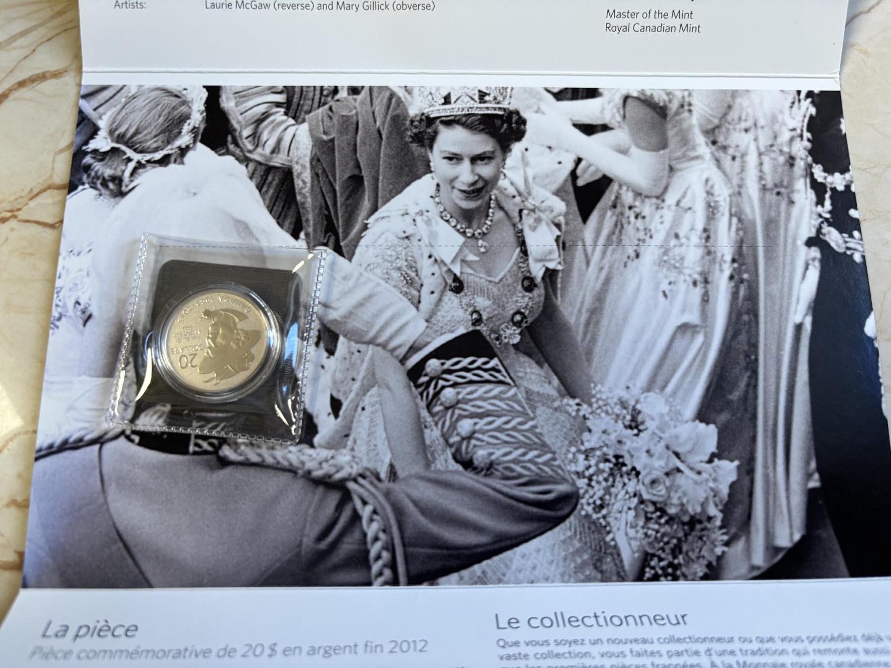 第181期拍卖 卡装加拿大2012年20换20系列伊丽莎白登基纪念银币，9999银，7.96克