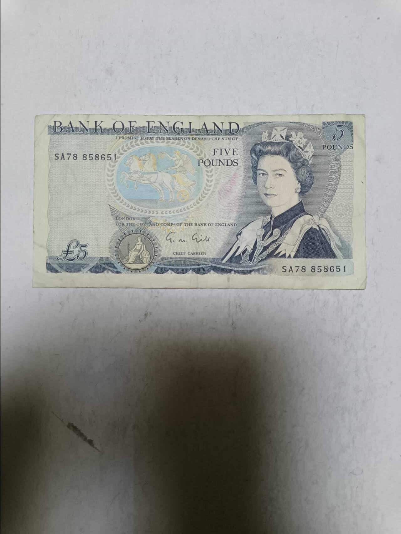 【20251117】非全新纸币第304场 英国D序列5镑