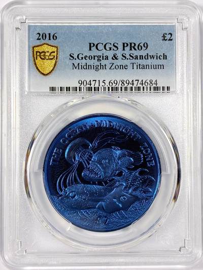 【雨安】【世界币章114期】2025-11-15 周六 19:30 保真 8秒倒数自动落锤 高效拍卖 - [评级现代] S.Georgia & S.Sandwich 南乔治亚岛和南桑威奇群岛 2镑 2016年 午夜区 钛币 PCGS-PR69