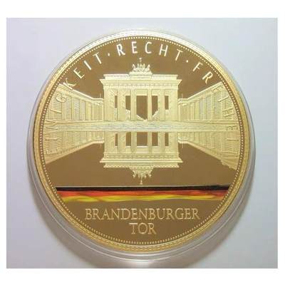 【艺术】法国艺术大章 勃兰登堡门+柏林各大地标建筑 高浮雕精制彩色巨型大镀金章 带证书 100MM 376克 - 【艺术】法国艺术大章 勃兰登堡门+柏林各大地标建筑 高浮雕精制彩色巨型大镀金章 带证书 100MM 376克