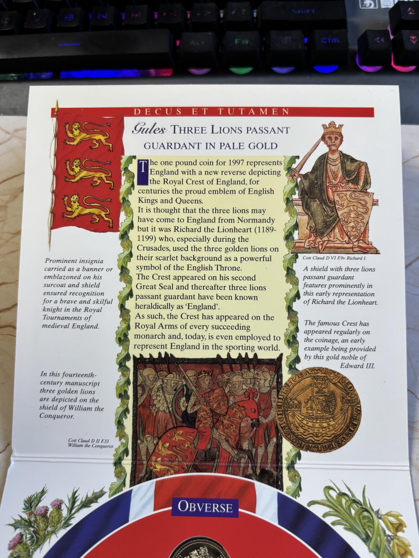 第181期拍卖 皇家造币厂卡册 英国1997年硬币9枚套币 1便士-2镑纪念币UNC一套