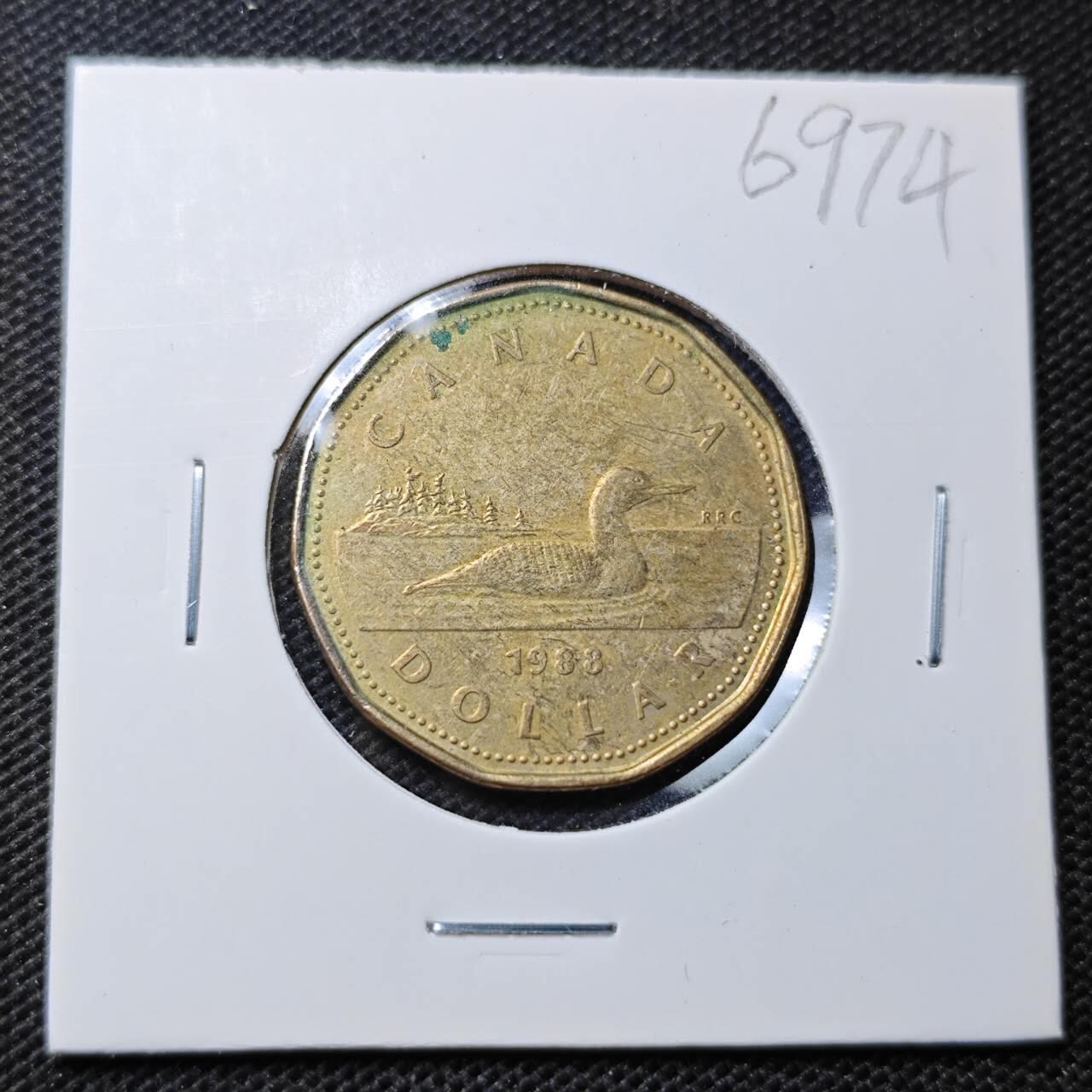 KK钱币收藏小铺  第369场  2月预留时间 周末发货  1988加拿大1元