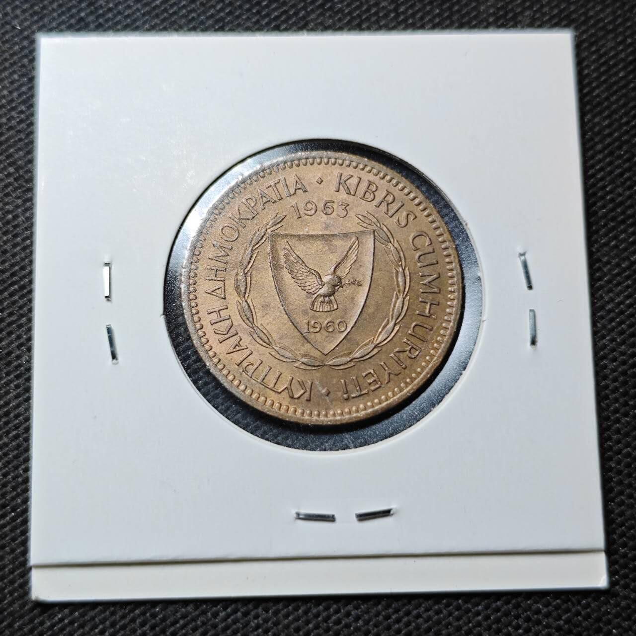 KK钱币收藏小铺  第369场  2月预留时间 周末发货  1963塞浦路斯5分铜币