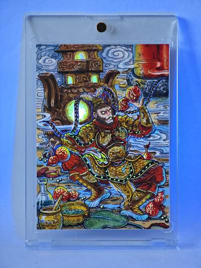 白泽拍卖卡牌手绘专场第28期（细雨生寒、寻梅闻香） 2024 多吉手绘卡 齐天大圣 特效  多吉亲签 卡砖封装