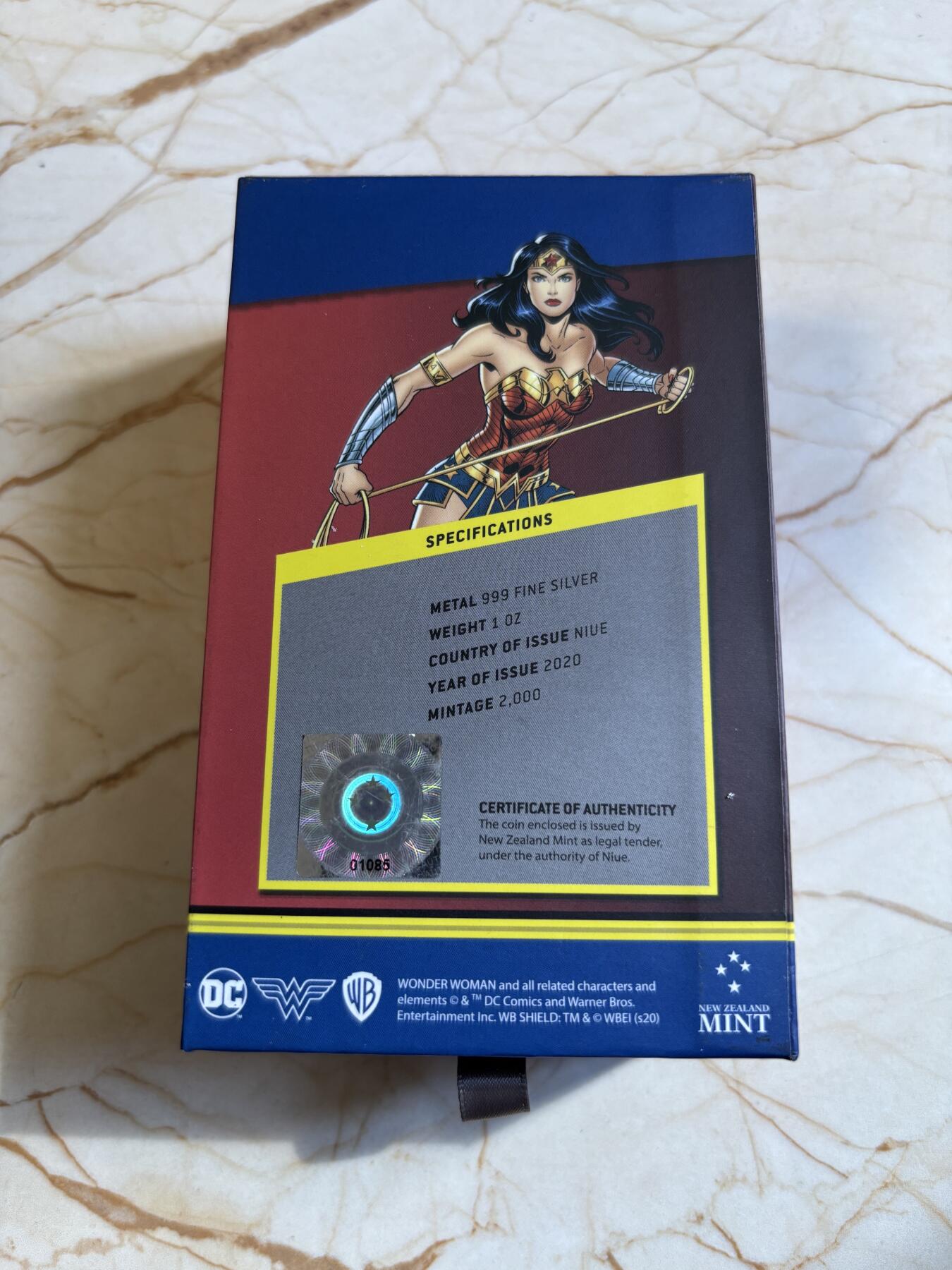 第181期拍卖 纽埃2020年Chibi漫威卡通形神奇女侠1盎司彩银币，999银，2000枚