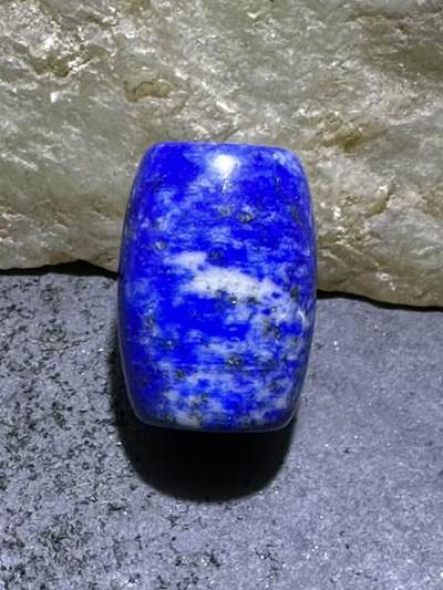 精美阿富汗老矿青金石桶珠一颗，， - 精美阿富汗老矿青金石桶珠一颗，，