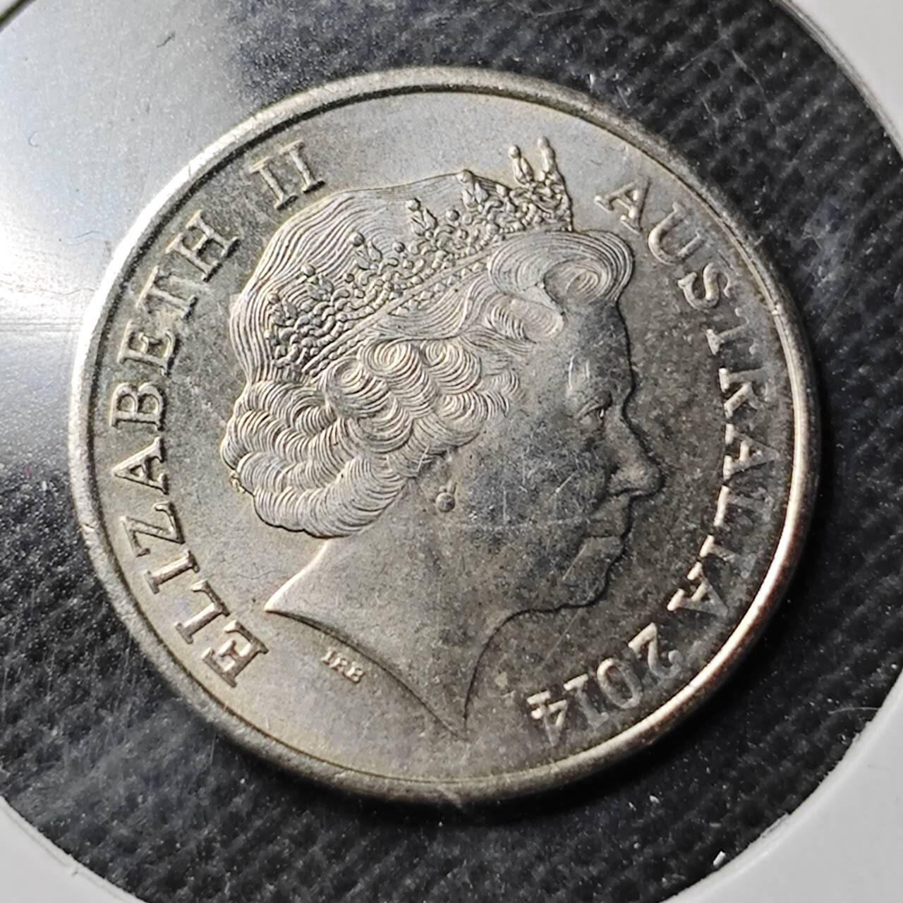 KK钱币收藏小铺  第369场  2月预留时间 周末发货  2014澳大利亚5分 老年版