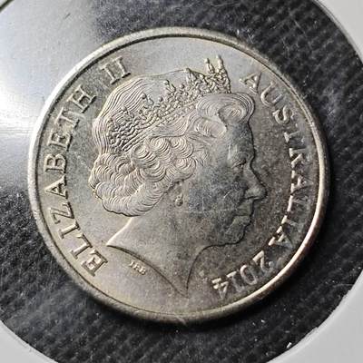 KK钱币收藏小铺  第369场  2月预留时间 周末发货 -  2014澳大利亚5分 老年版