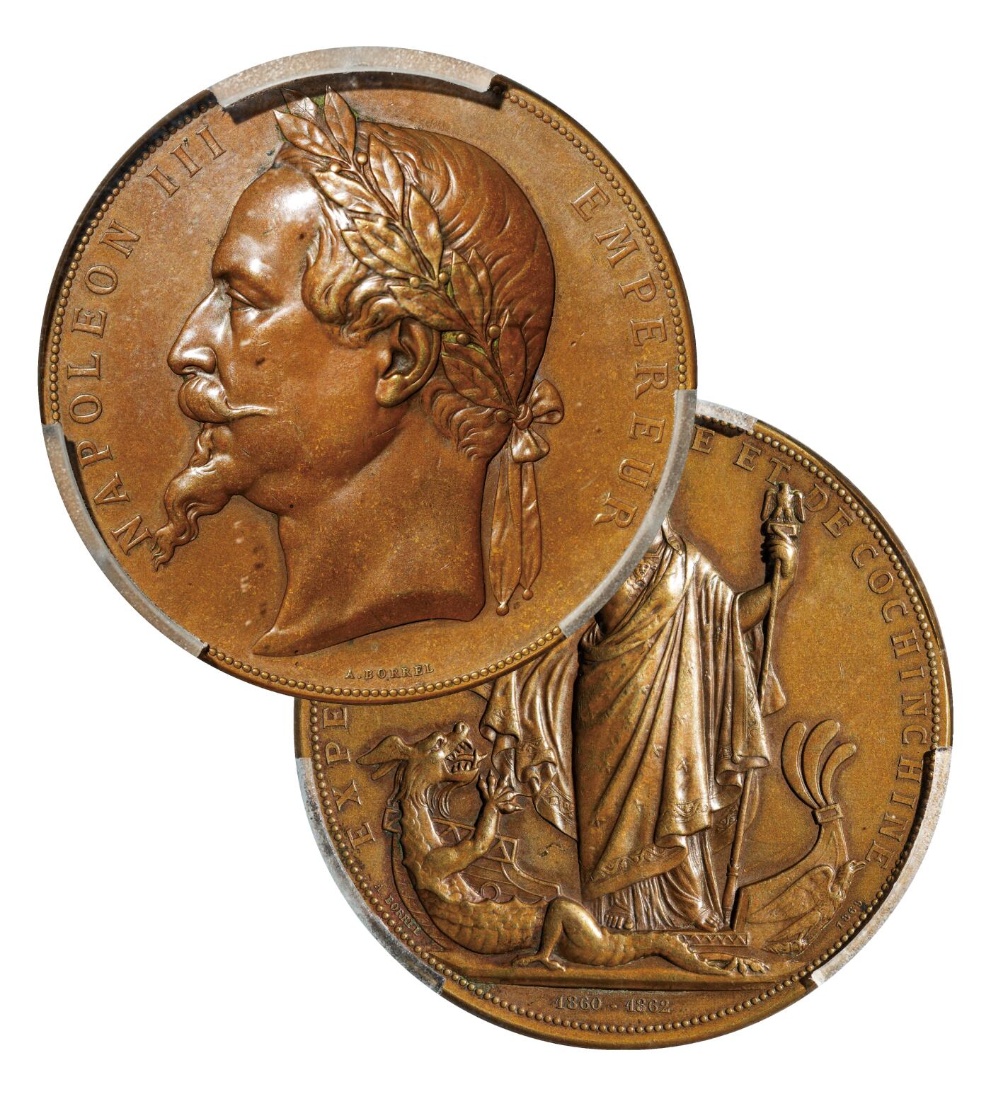 中新泰星2025年秋拍 钱币纪念章专场 1862年法国拿破仑三世自由女神大铜章一枚