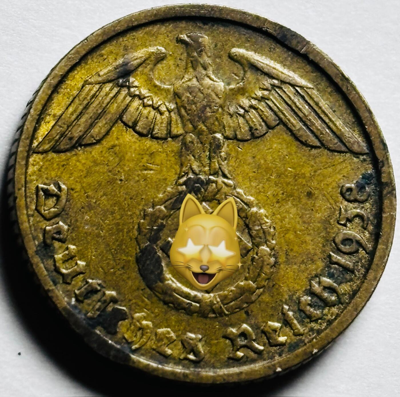 文馨钱币收藏第 281 场，【 长期接收代拍品】银元，银币，套币，纸币专场（本场截拍后休息三天，19 号发货） 少见极美品 1938 年德三 10 芬尼铜币 D 版