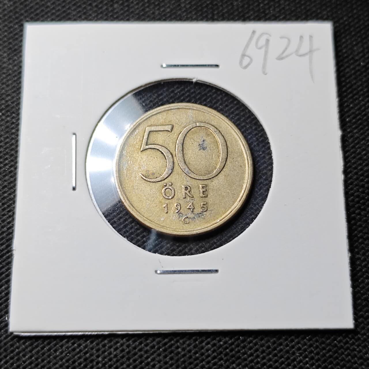 KK钱币收藏小铺  第369场  2月预留时间 周末发货  1948瑞典50欧尔银币