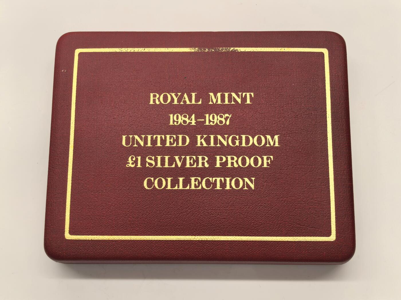 博洋堂世界钱币拍卖第146期（全场包邮） 英国1984-87年1镑精制银币4枚套装原盒证书