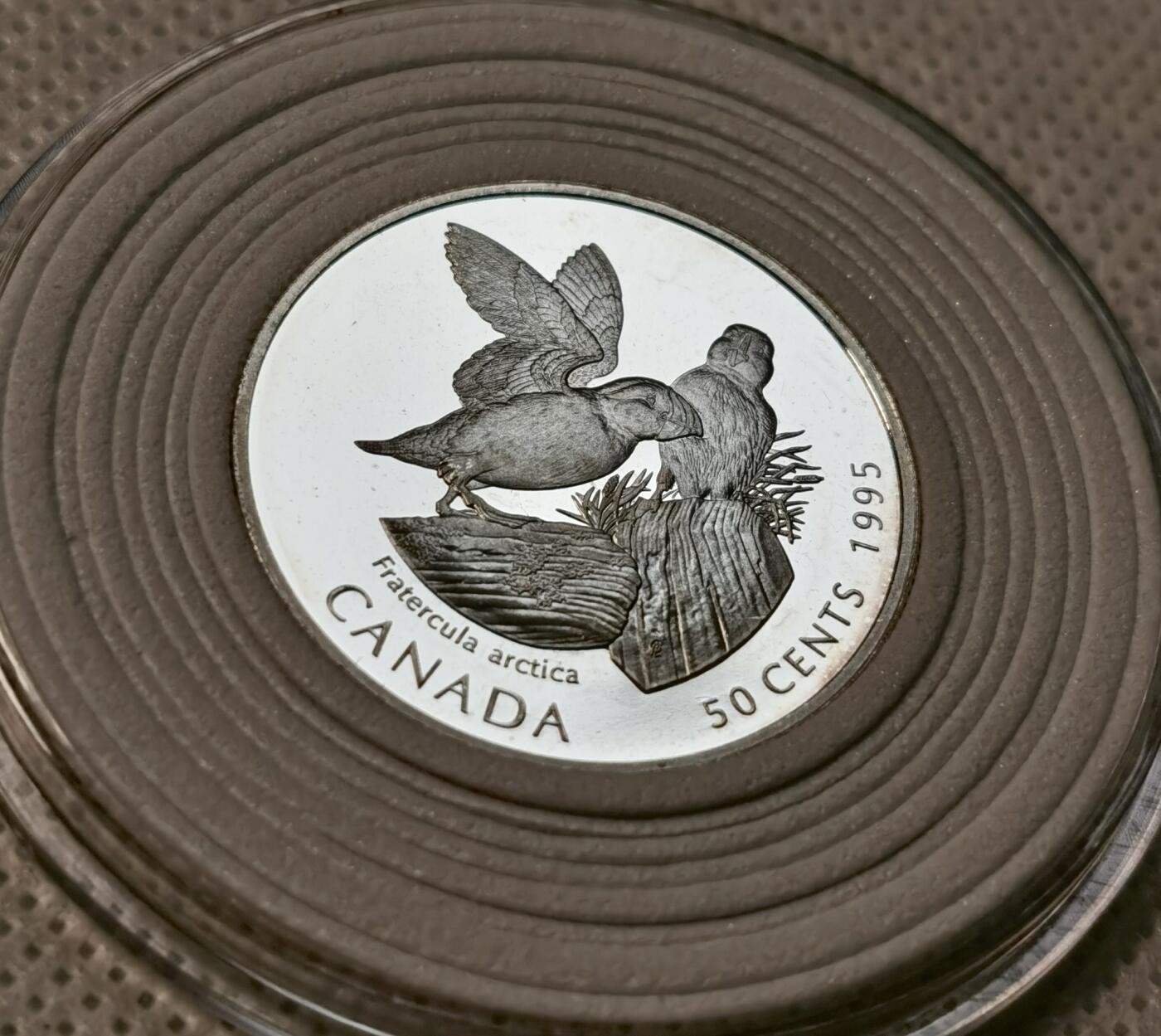 甄臻铺-世界币章拍卖（第39期）送拍享返佣金等优惠多多 加拿大北极海鹦 PF 精制 50分银币  1995 27.13mm 2.08mm 9.34g 925Ag