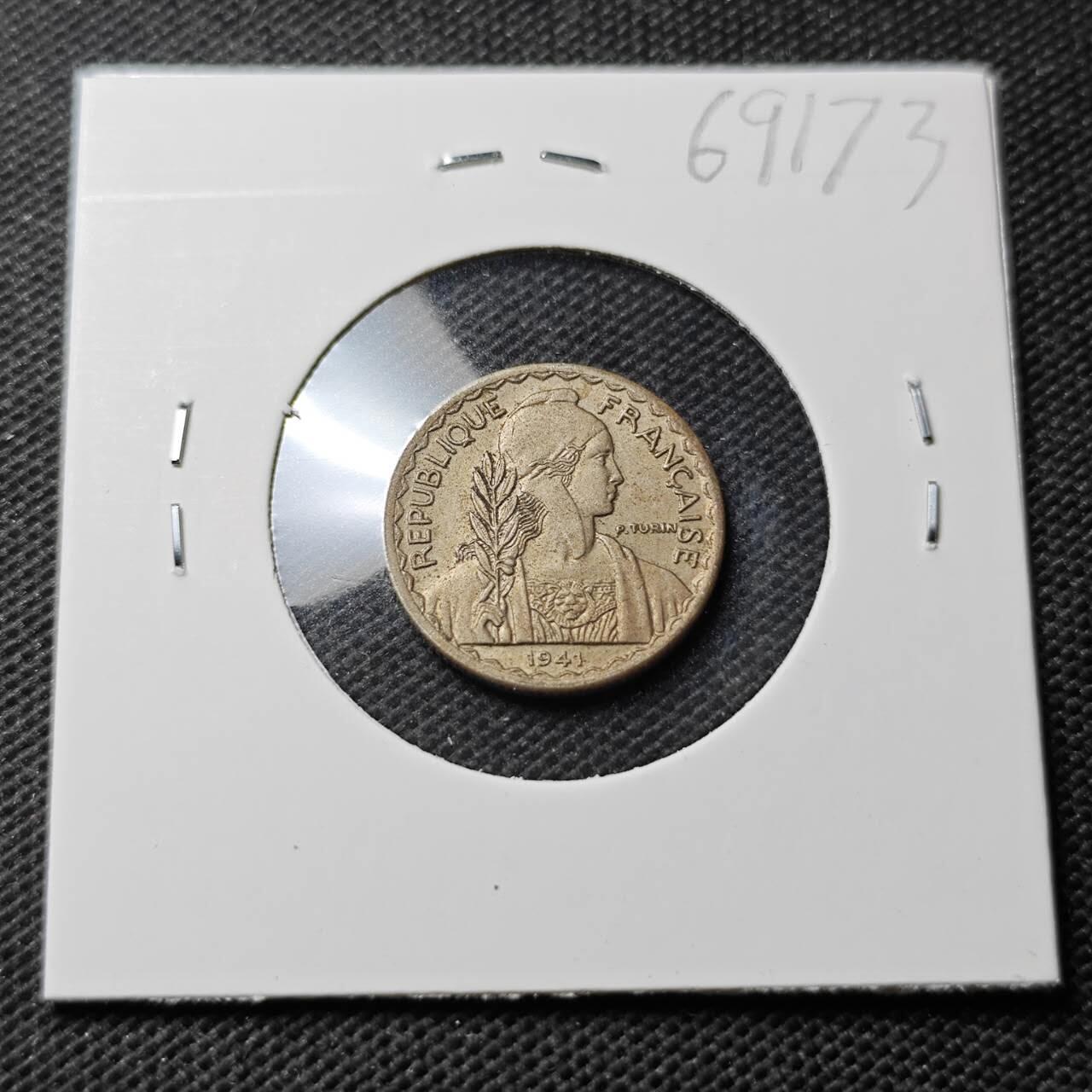 KK钱币收藏小铺  第369场  2月预留时间 周末发货  1941法属印支10分镍币