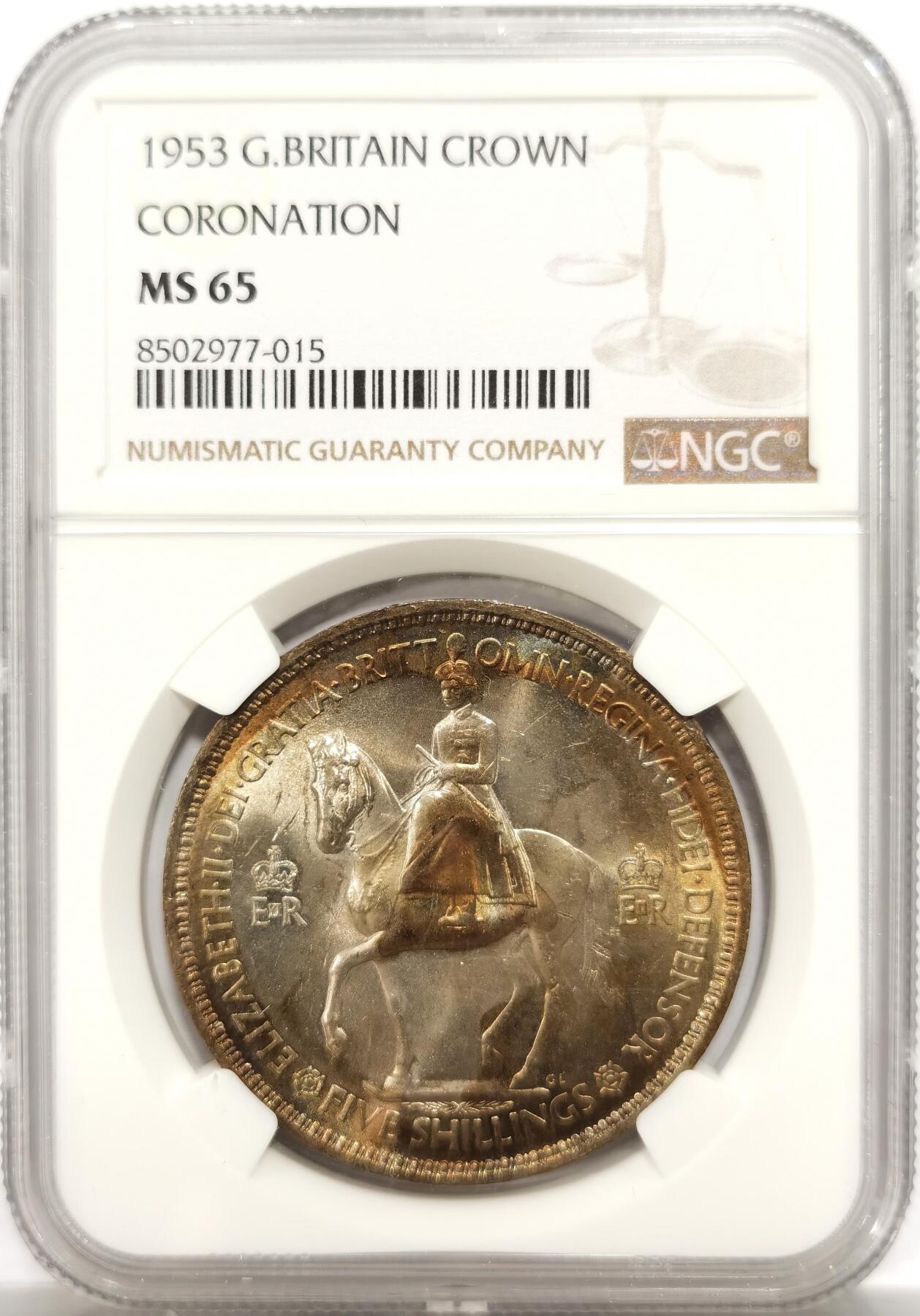 博洋堂世界钱币拍卖第146期（全场包邮） NGC MS65 英国1953年伊丽莎白二世登基纪念克朗