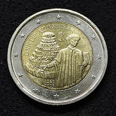 【全场包邮】纯粹捡漏拍476场（免费代拍第13场）调整中 - 意大利2015年2欧元诗人丹蒂·阿利吉耶里诞辰750周年双色纪念币